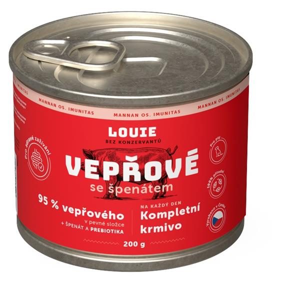 Louie konz.pro psy vepřové,špenát,prebiotika 200g