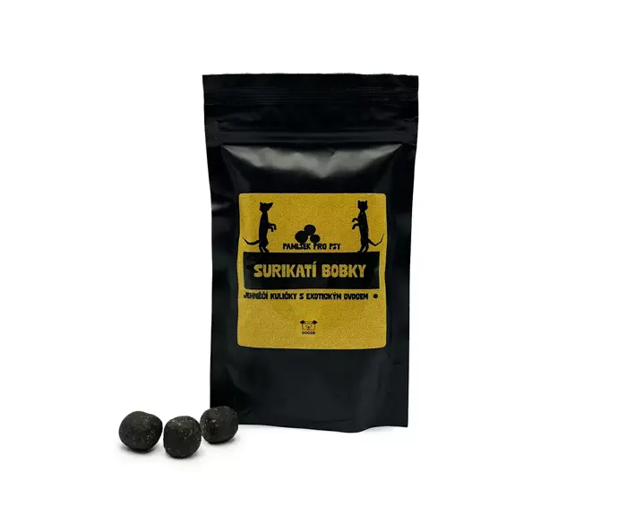 Dogsie Fair Surikatí bobky - jehněčí kuličky s exotickým ovocem balení 75 g