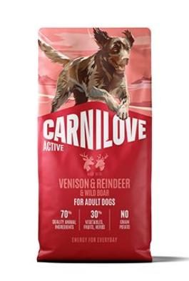 CARNILOVE ACTIVE Dog Dry Made with Venison & Reindeer & Wild Boar for Active Adult All Breeds 12 kg