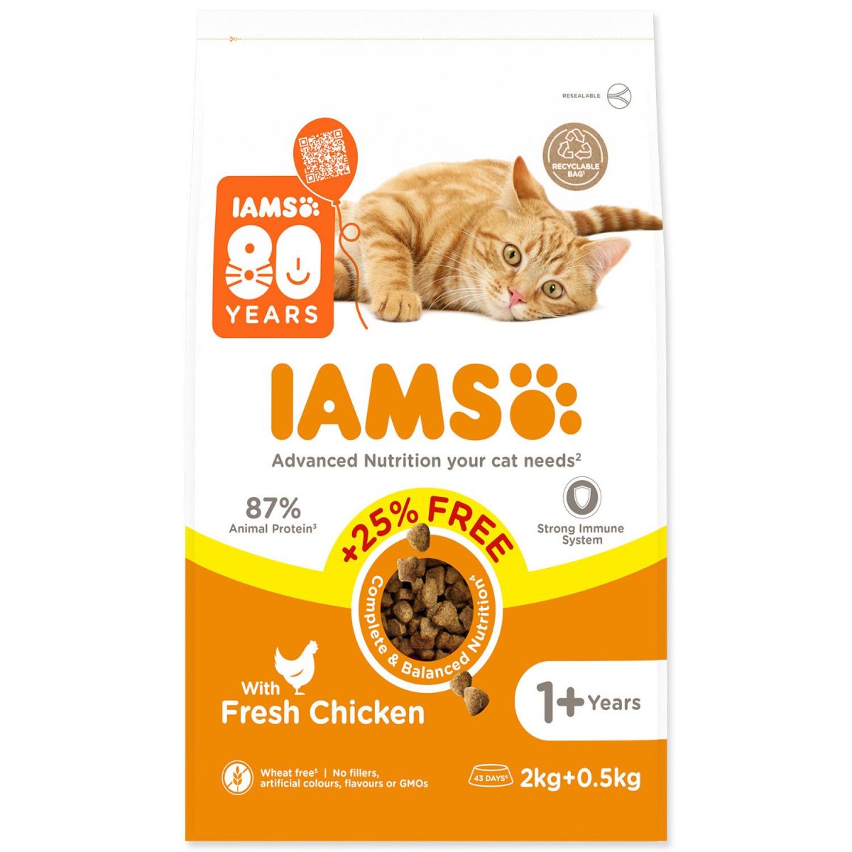 Krmivo IAMS Cat Adult Chicken 2kg + 500g ZDARMA