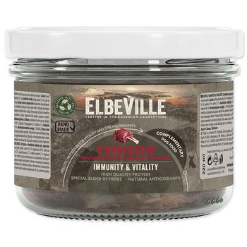Sklenice Elbeville Dog Imunity & Vitality zvěřina s přidaným šípkem, dobromyslem a kopřivou, 220 ml