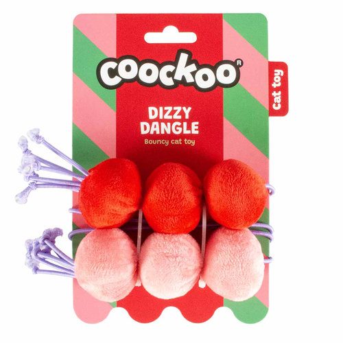 COOCKOO DIZZY DANGLE Kuličky na gumičce pro kočky 60x4x4cm červené a růžové
