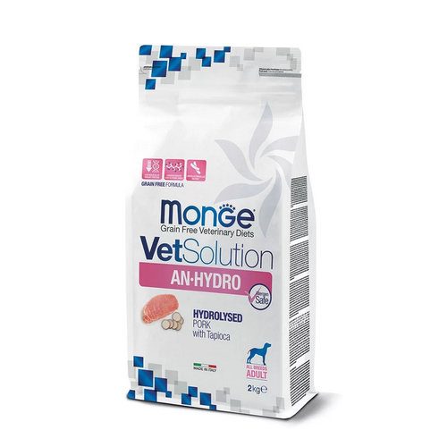 MONGE VetSolution An•Hydro 2kg kompletní dietní krmivo pro psy s hydrolyzovanými vepřovými proteiny