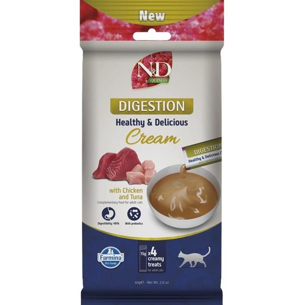 N&D QUINOA Cat Cream pamlsek Digestion Chicken & Tuna 60 g
