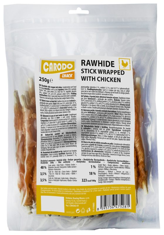 CARODO Dog poch. Kuřecí maso na bůvolí kůži 250g