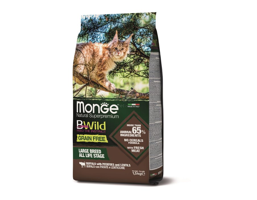 MONGE Best for Breeders BWild Grain Free Adult 10 kg bezobilné granule s buvolím masem, bramborami a čočkou pro dospělé
