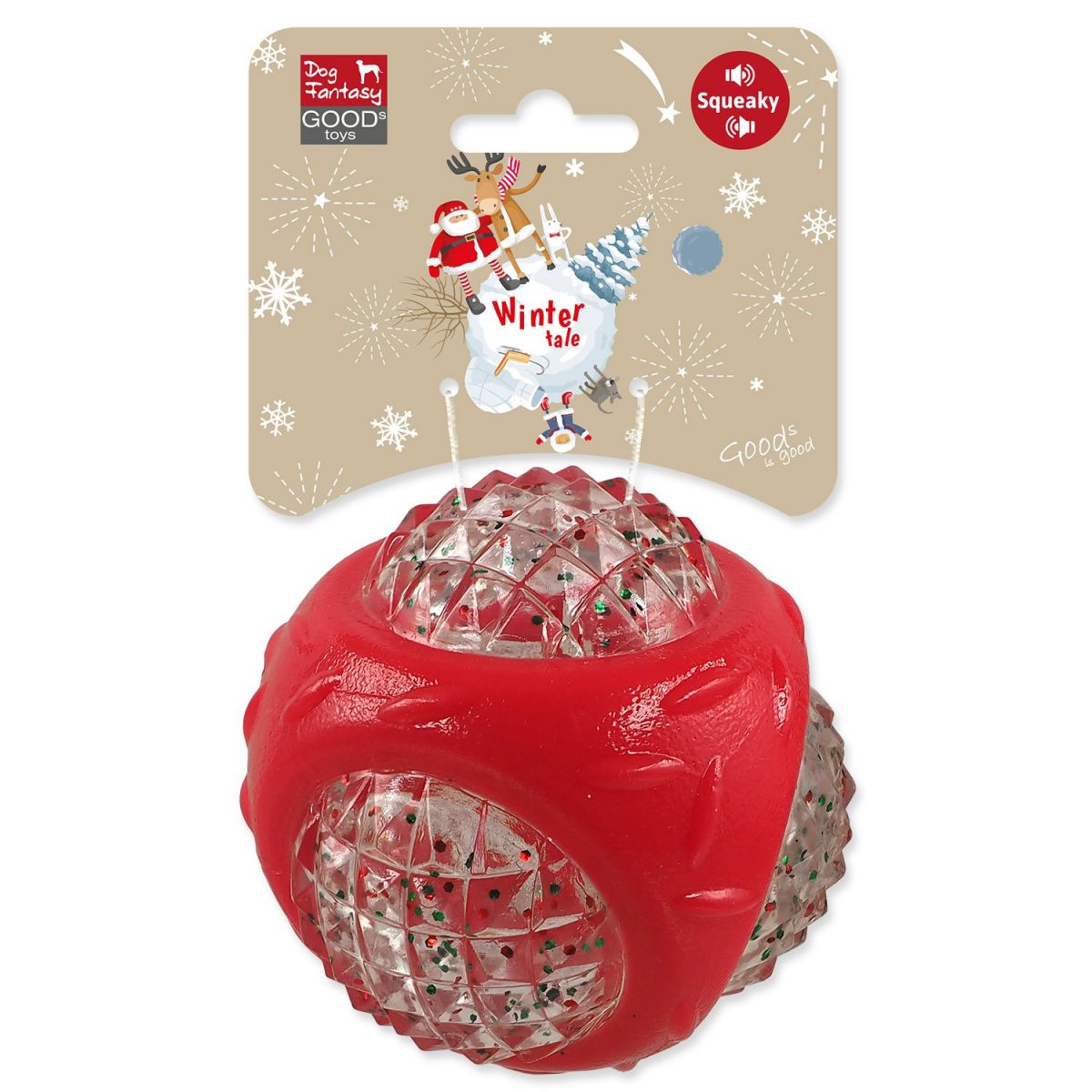 Hračka Dog Fantasy Winter Tale míč gumový pískací 9cm