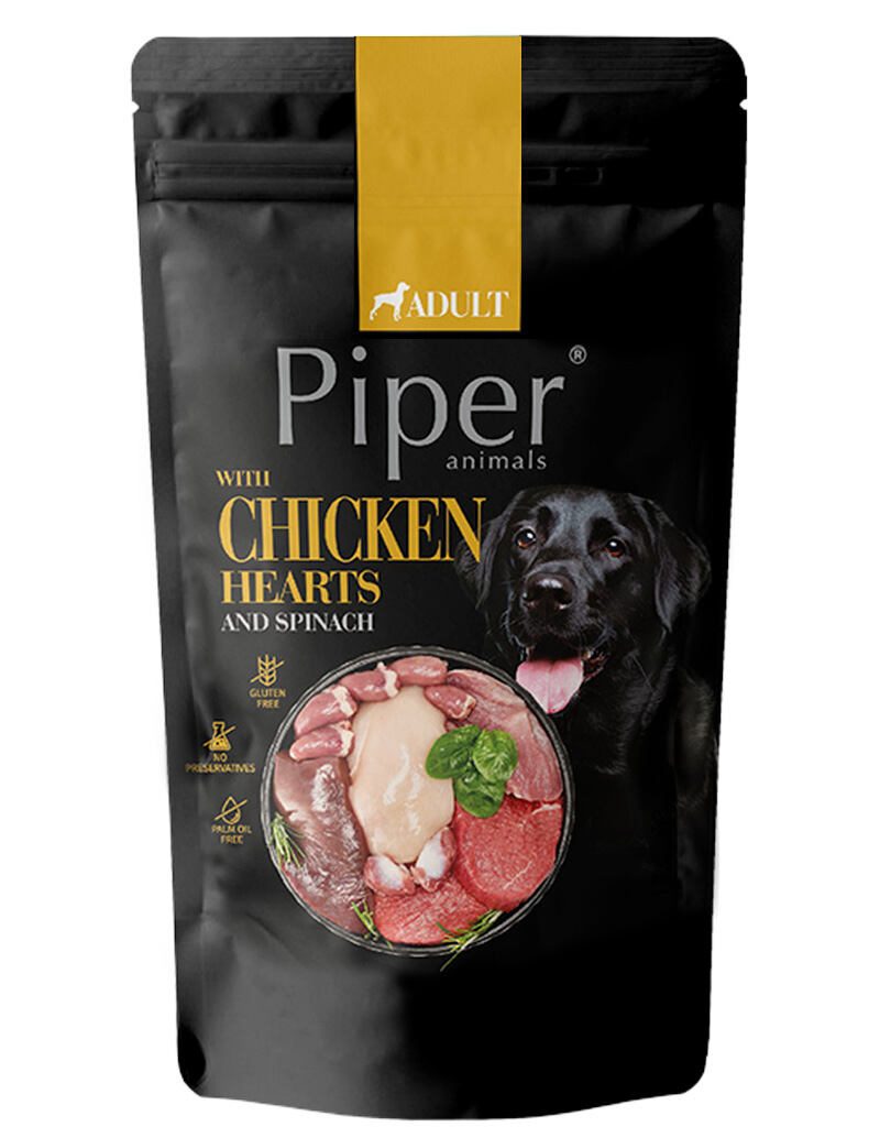 NEW PIPER s kuřecími srdíčky a špenátem, kapsička pro psy 150 g