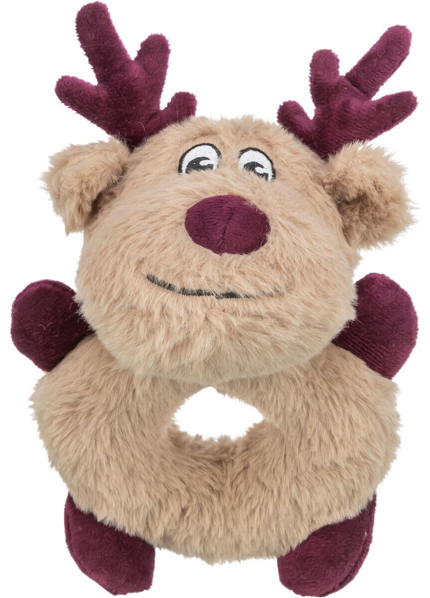 Xmas Reindeer, vánoční plyšový sob - kroužek, 24 cm