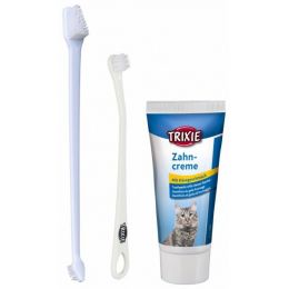 Sada dentálnej hygieny pre mačky (pasta so syrovou príchuťou 50g, dve zubné kefky)