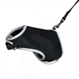 Měkký postroj s vodítkem pro kočku XL 36-54cm / 1,20 m černý