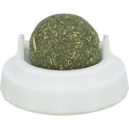 Guľôčka Catnipu v samolepiacom držiaku, 5 cm, biela/zelená